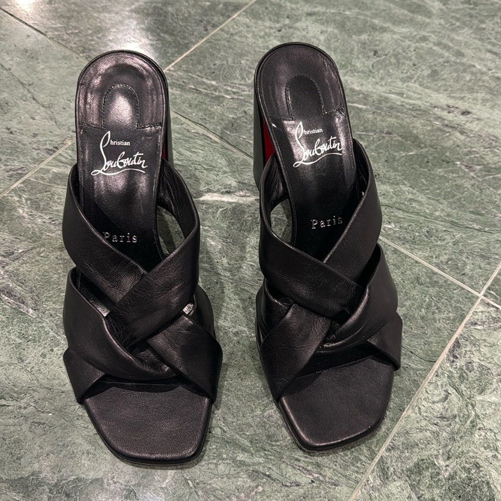 Worn once louboutin block sandal heels